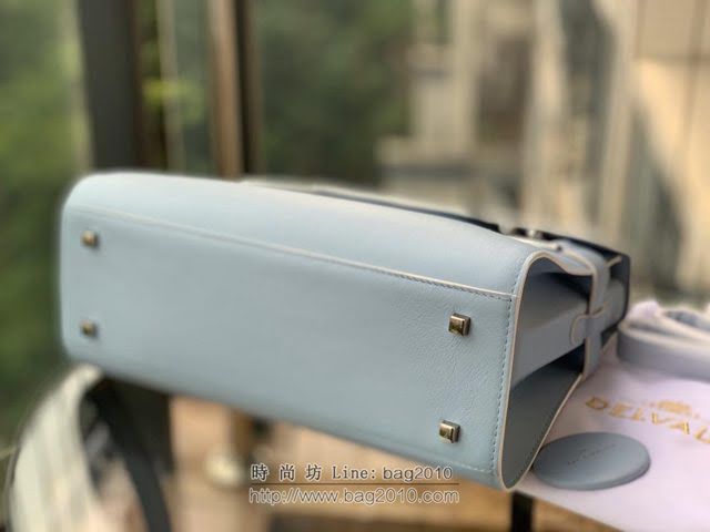 DELVAUX女包 比利時品牌 Tempete手袋 柔軟牛皮 德爾沃女手提包 中號手拎包 Delvaux單肩斜挎包 TP0028晴空藍  fcs1217
